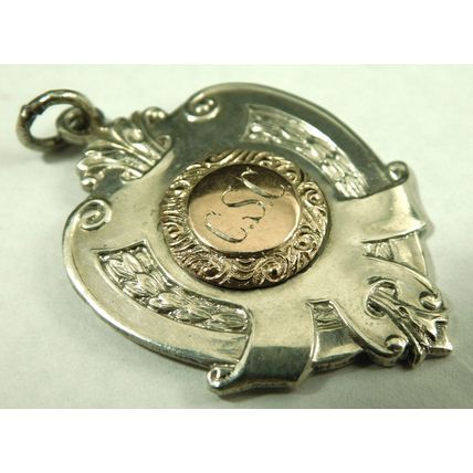 Antique Solid Sterling Silver Pocket Watch Fob Medal Scouting Swimming Champ