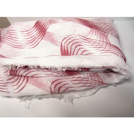 Beautiful White and Pink Wave Design Elegant 100% Cotton Scarf / Sarong / Shawl