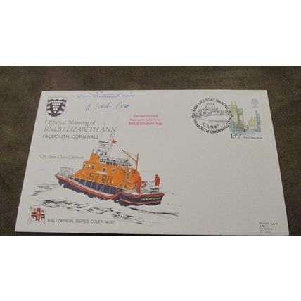 Cox Signed 1980 Cover - RNLI Lifeboat Elizabeth Ann - Falmouth, Cornwall
