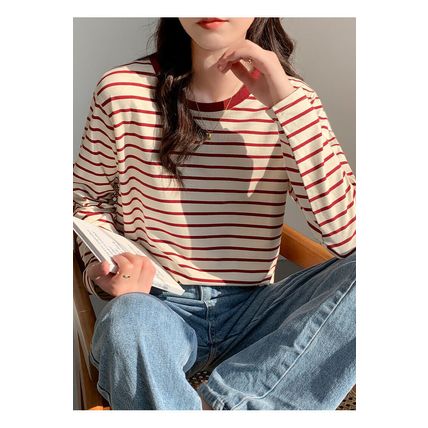 Ladies Fashion Striped Long Sleeve T-Shirt