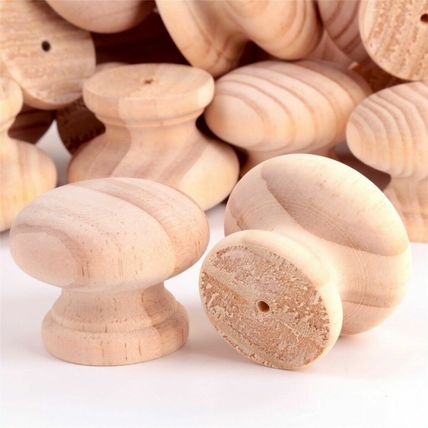 NATURAL PINE WOOD 45mm DOOR KNOBS PRE DRILLED Furniture Drawer Cupboard LARGE