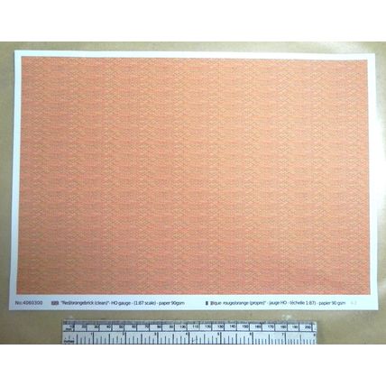 Papier "Brique rouge/orange (propre) " - pour HO gauge-échelle 1:87-A4
