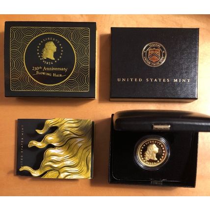 230th Flowing Hair 1 oz Gold Coin U.S. Mint