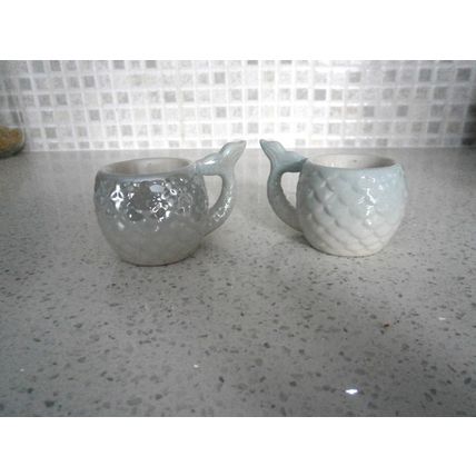 Two Fun Pale Blue Mermaid Tail Eggcups / Egg Cups