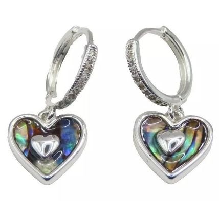 Paua Shell Drop Earrings Heart Shaped Hinged Hoop 2.5 CM Ladies Jewellery Gift