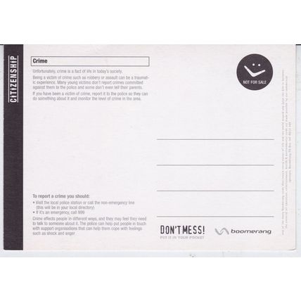Crime Prevention Advertising Postcard unused VGC