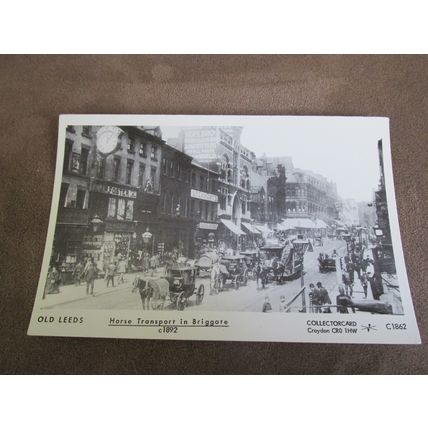 Collectorcard reproduction Postcard, Horse Transport in Briggate, Old Leeds