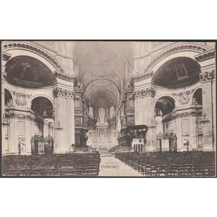 Interior, St Paul's Cathedral, London, 1910 - Muchmore Art Co Postcard