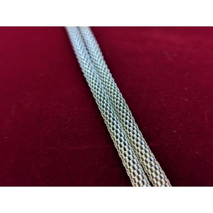 18 inch Silver-Tone Mesh Chain Necklace w/ Decorative Rings - Adjustable Length