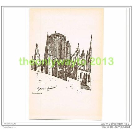 COUTANCES CATHEDRAL, CENTRAL TOWER, FRANCE, Book Illustration (Print), c1897