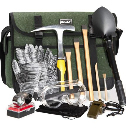 INCLY 15 PCS Geology Rock Pick Hammer Kit, 32Oz Hammer & 3 PCS Digging Chisels S
