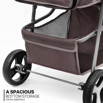 Monibloom Foldable Dog Strollers for Small Dogs with Weather Cover, 3 Wheels Pet