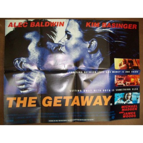 THE GETAWAY Alec Baldwin, Kim Basinger 1994 Movie Quad Poster