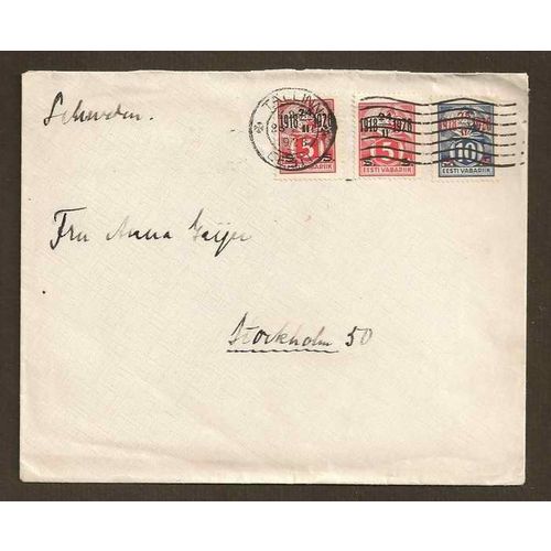 Estonia REGISTERED nice combo 1928 to Sweden