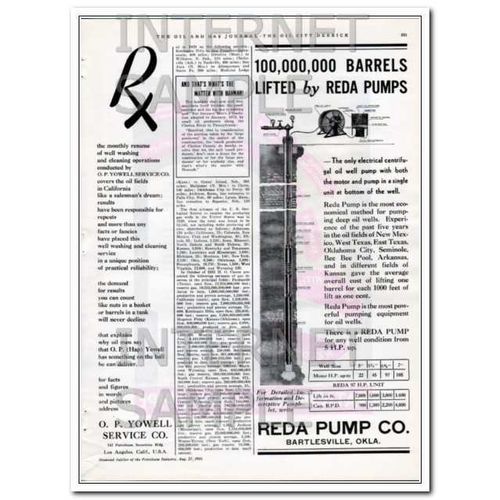 REDA PUMP COMPANY 1934 100M Barrels lifted oil pumps vintage ad