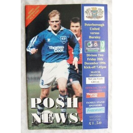 1996 programme Peterborough United v. Burnley