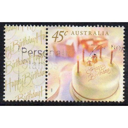 Australia 1999 Personal Greetings - Birthday Cake 45c with Tab Used