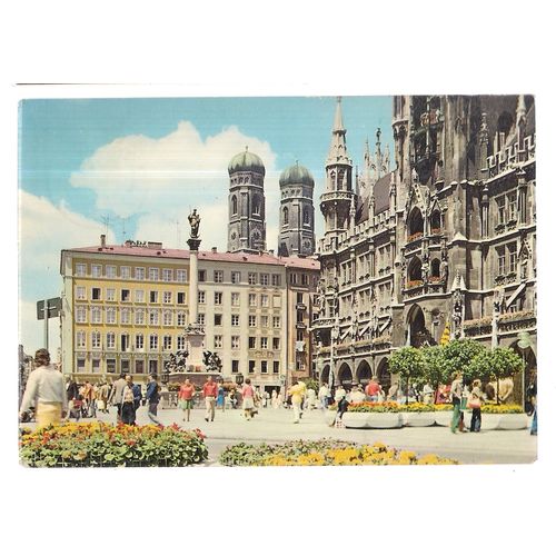 MUNICH, MUNCHEN, GERMANY Cathedral, Town Hall vintage used postcard with stamp =