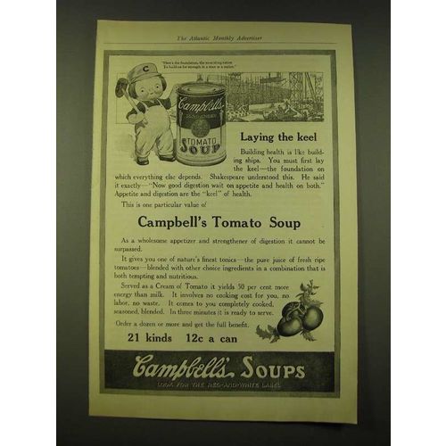1918 Campbell's Tomato Soup Ad - Laying the keel