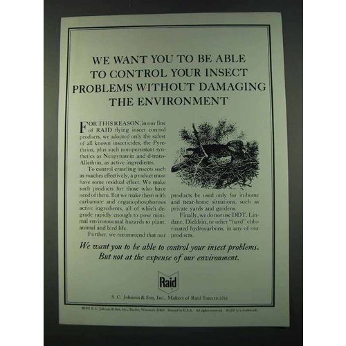 1974 Raid Insecticides Ad - Control Insect Problems