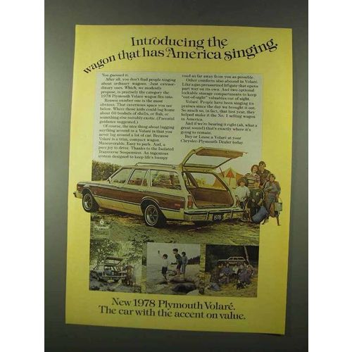 1978 Plymouth Volare Ad - Has America Singing
