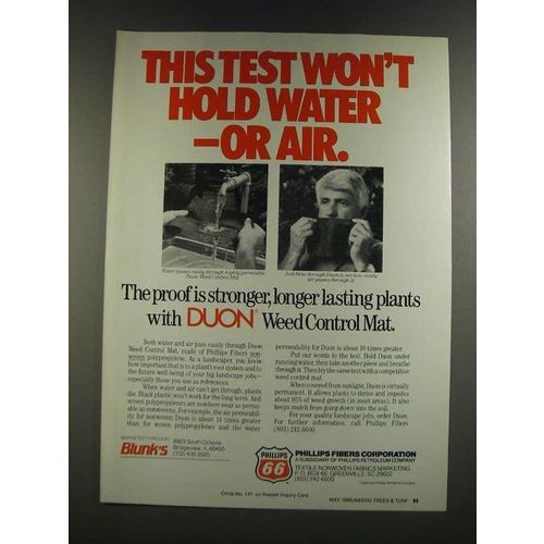 1986 Phillips 66 Duon Weed Control Mat Ad - This Test Won't Hold Water or Air