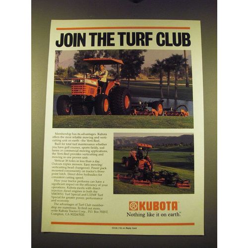1990 Kubota M4030SU Turf Special and L3250F Turf Special Tractors Ad