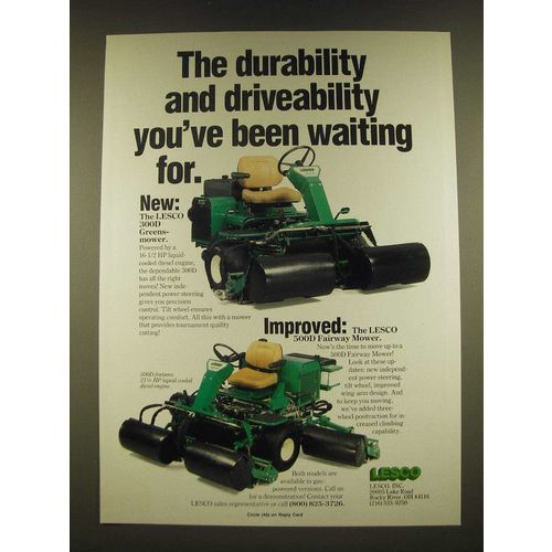 1990 Lesco 300D Greensmower and 500D Fairway Mower Ad - The durability