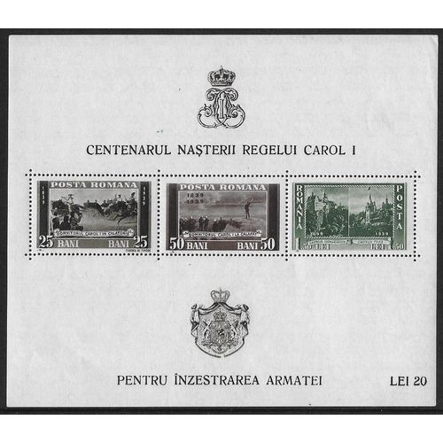Mi Block 4: Birth Centenary of King Carol I, perforated.