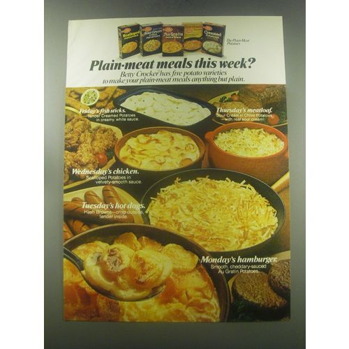 1979 Betty Crocker Potatoes Ad - Plain-meat meals this week?