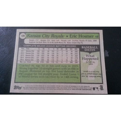 2016 Topps Archives Card # 109 Eric Hosmer Near Mint (7) Kansas City Royals