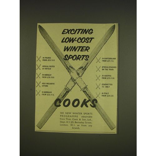 1955 Cooks Travel Ad - Exciting low-cost winter sports