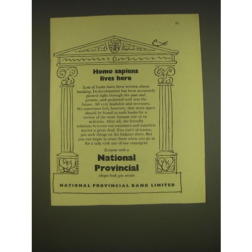1955 National Provincial Bank Limited Ad - Homo sapiens lives here