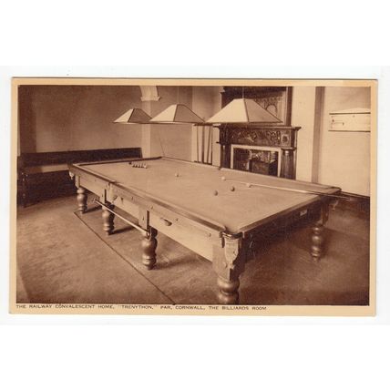 The Billiard Room Trenython Railway Convalescent Home Par Postcard Cornwall