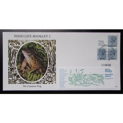 BENHAM-DEFINITIVE, POND LIFE BOOKLET 2 LUXURY SILK COVER 1986