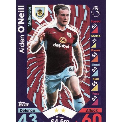 Match Attax 2016/2017 51 Aiden O'Neill Burnley