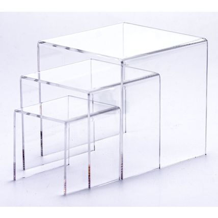 Clear Acrylic Riser Display Stand Set: Large 15,20,25cm : Leeds Display