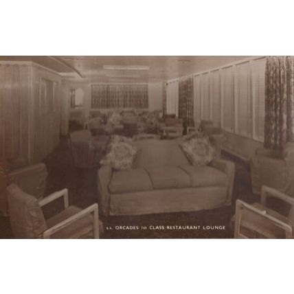 SS Orcades Lounge Of First Class Restaurant Ship Interior Postcard