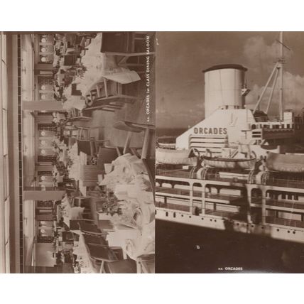 SS Orcades 1st First Class Dining Saloon Ship Deck 2x Old Postcard s