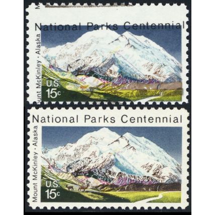 1454, 15¢ Dramatic Color Shift Error With Normal Mint NH -*- Stuart Katz