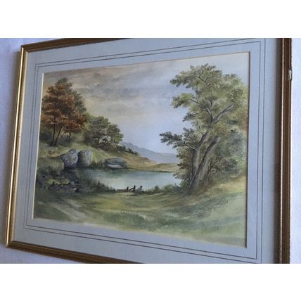 Original Watercolour Painting by J Baverstock Landscape Mounted & Framed