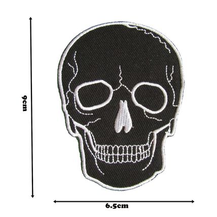 Black Skull Iron On Embroidered Patch Badge Biker Patches 9 CM X 6.5 CM P403