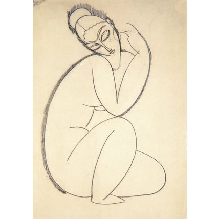 Amedeo Mondigliani Female Nude Seated on Left Leg Postcard unused VGC