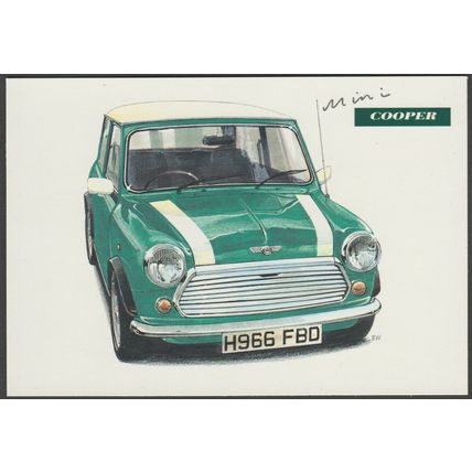 Mainstream Mini Cooper in British Racing Green - Golden Era Postcard
