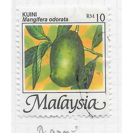 MALAYSIA 2002 KUINI FRUITS RM10 USED WATERMARK DIAGONAL