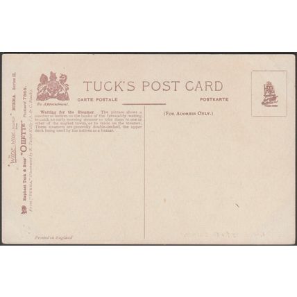 Waiting for the Steamer, Burma, c.1910s - Tuck's Oilette Postcard