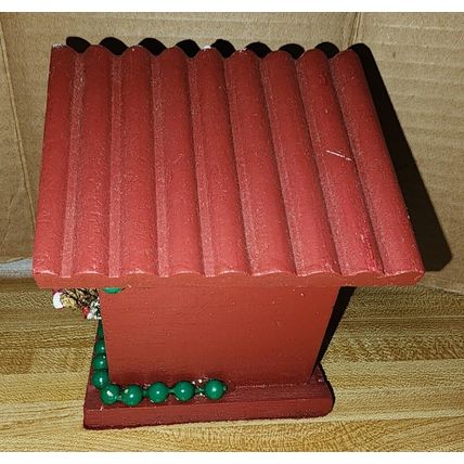 Homemade Handmade Wood Red Christmas Decor Birdhouse