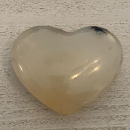 Plant Agate Crystal PUFFY Heart Polished Chakra Healing Worry Stone Reiki 1 1/2"
