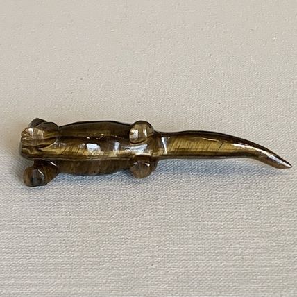 Vintage Chinese Carved Tiger's Eye Dinosaur Figurine Gemstone Brontosaurus 4.6"