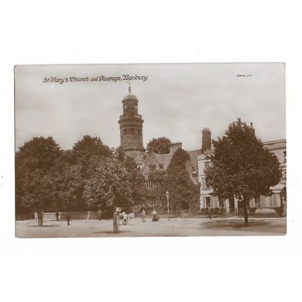 St Mary's Church And Vicarage, Banbury, Oxfordshire, RP Postcard.